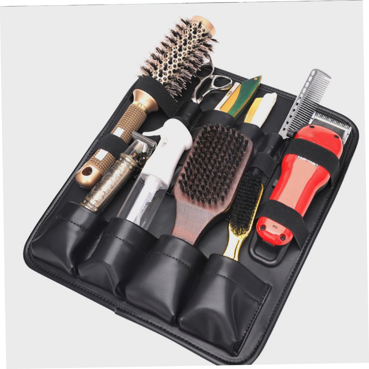 Friseurwestentasche aus Oxford Stoff Verstellbare Träger Ergonomisch Bequem für Scheren und Kämme Friseurtaschen Schwarz