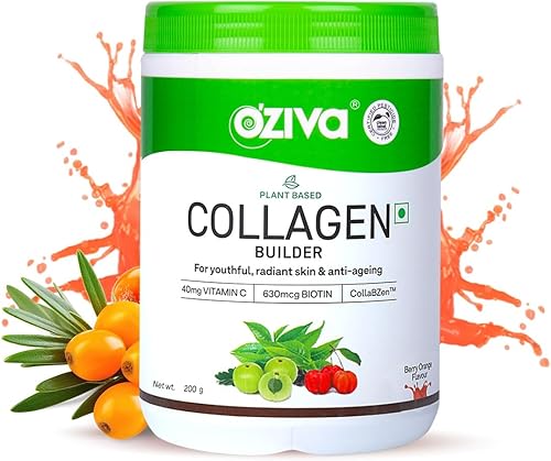 OZIVA Constructor de colágeno a base de plantas con biotina y sílice, baya de acai, brote de bambú, espino cerval de mar para belleza
