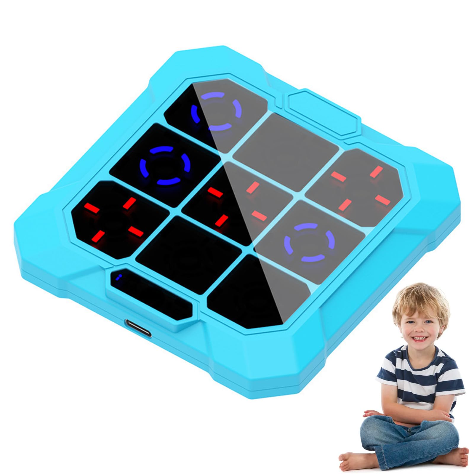 6-in-1 Electronic Tic Tac Toe Game, Rechargeable Handheld Noughts and Crosses Electronic Game with Silent Mode
