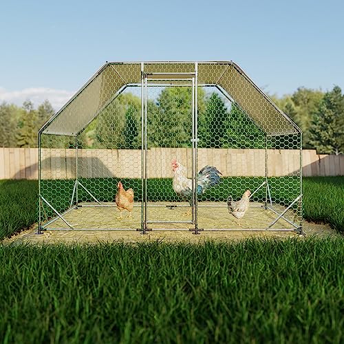 Image of CHIKENCOOP 9.8x6.5x6.5 ft Metal Chicken Coop, Chicken Run with Cover