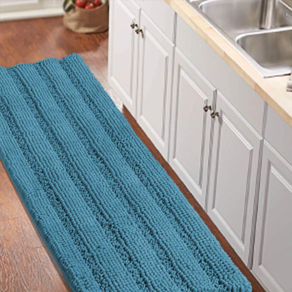 Turquoize Non-Slip Bath Mat Oversize Bathroom Rug Shag Shower Mat Ultra Soft & Water Absorbent Bath Rug for Bathroom/Kitchen Washable Rug, Perfect for