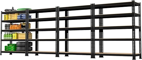 Miniatura 12 de Estantes de Almacenamiento de Metal de 5 Niveles: Estantería de Garaje de Servicio Pesado con Estantes Ajustables para Almacenamiento - Estante