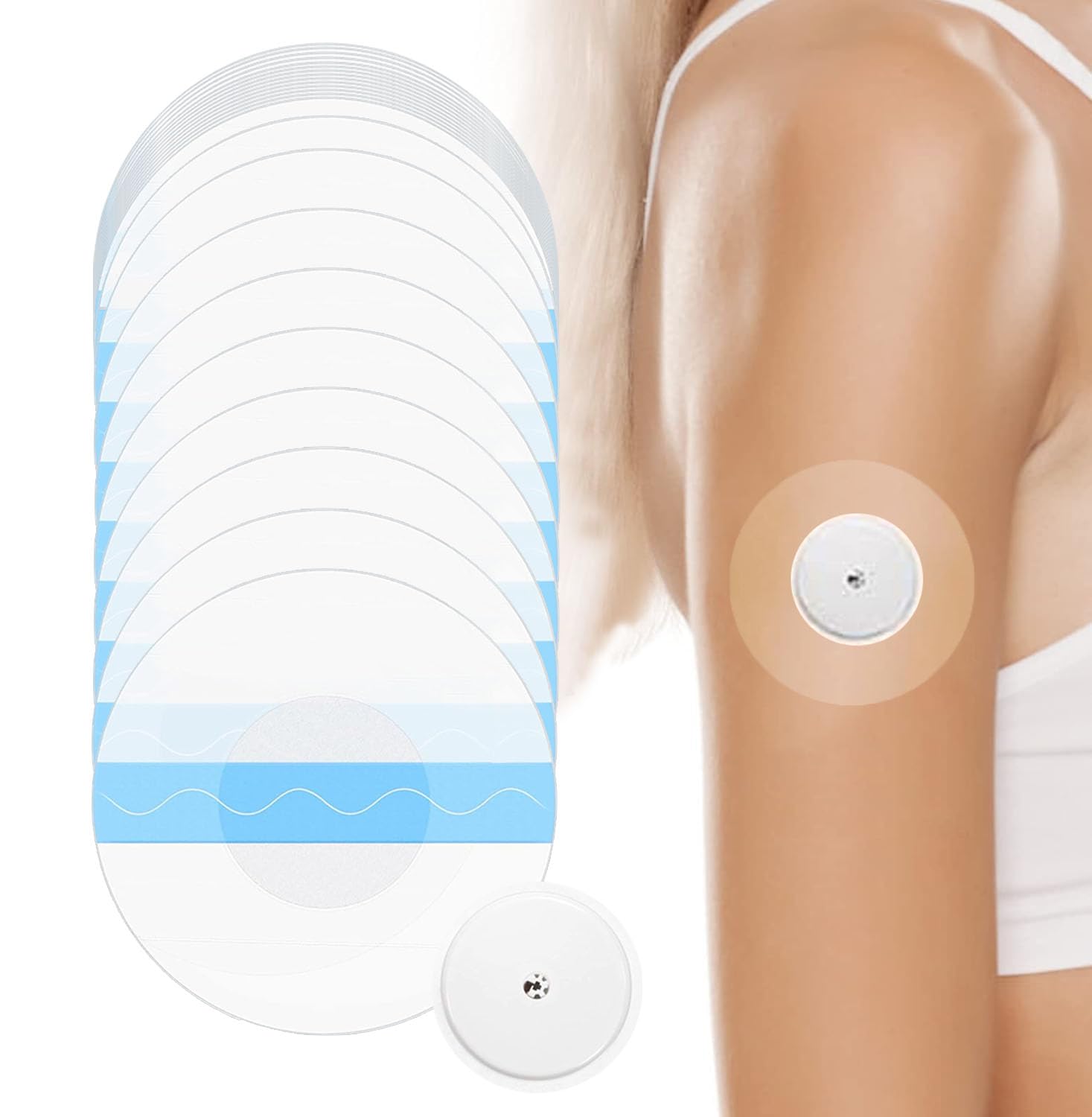 50 Pack Freestyle Sensor Covers for Libre 2, Libre Sensor Covers Latex-Free Medical Adhesive Patches, Waterproof Sensor Patches, Waterproof Adhesive Transparent Tape