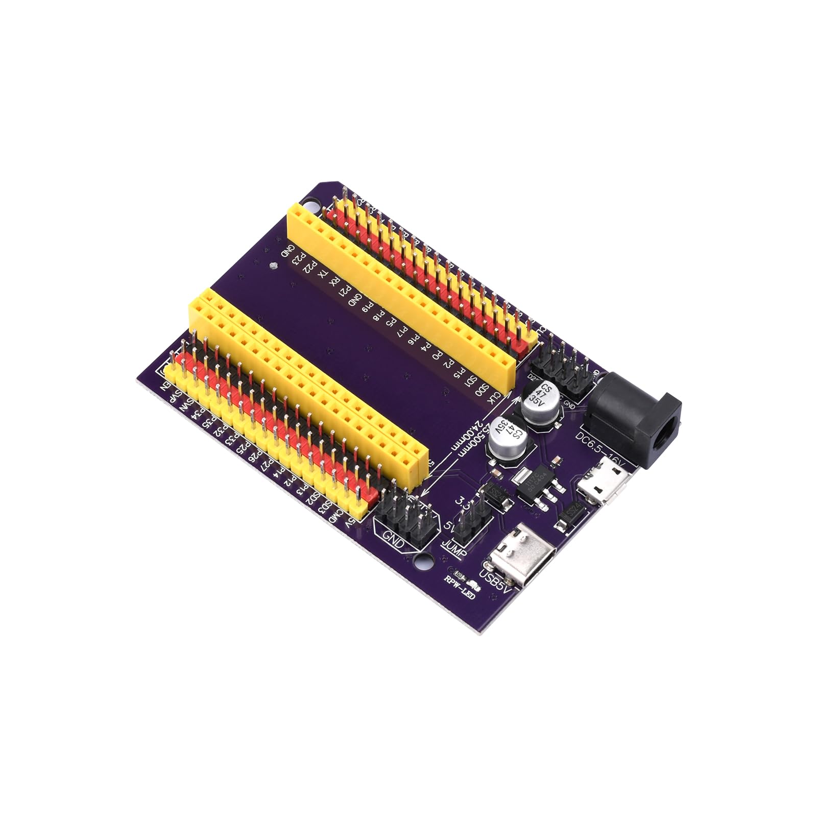 2 Stück 38 Pins ESP32 Breakout Board ESP32 GPIO Extension Board für Pin-Abstand 25,5 mm / 23mm ESP32 Development Board