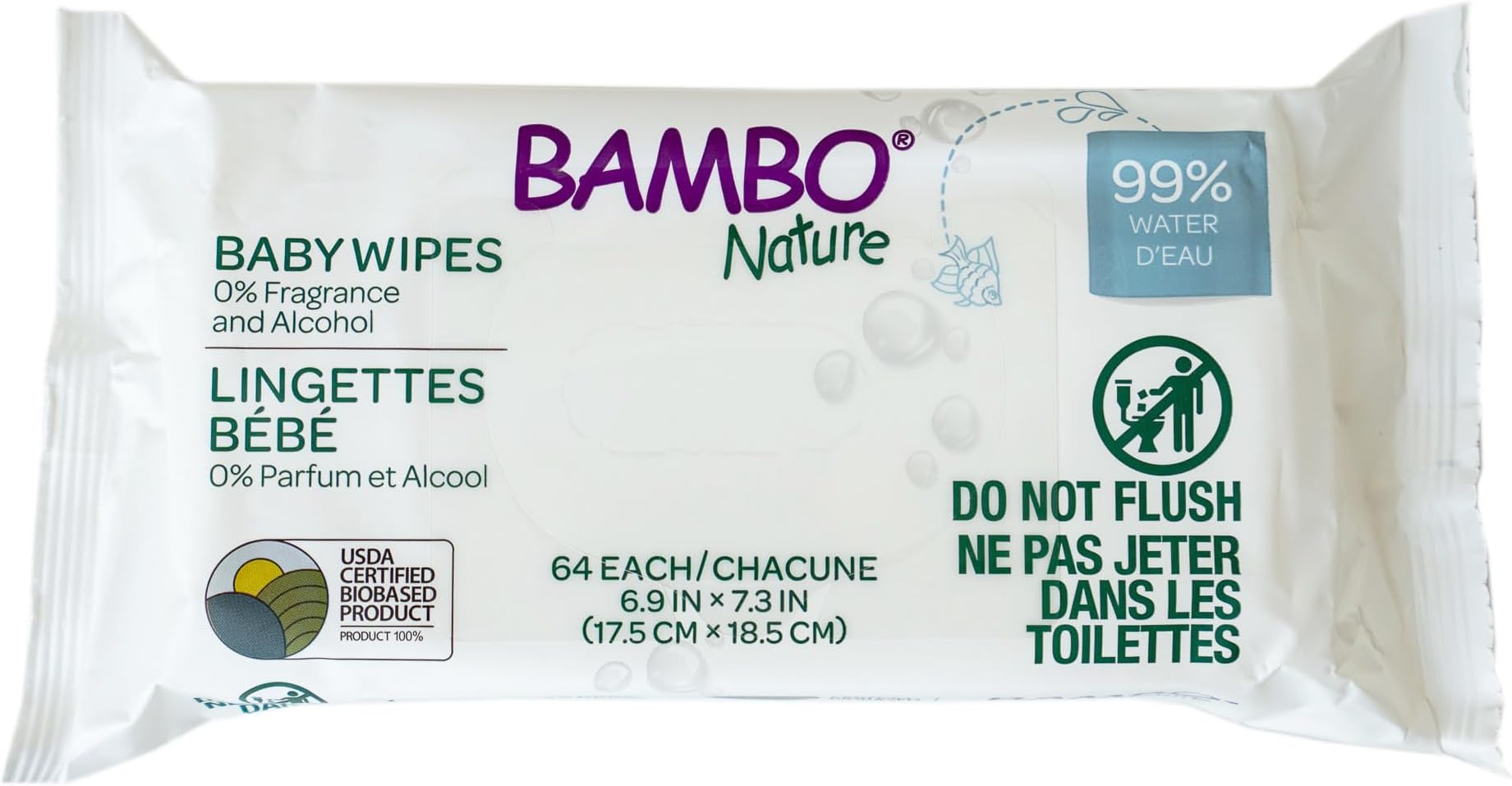 USDA Certified Biobased Baby Wipes 64 Count