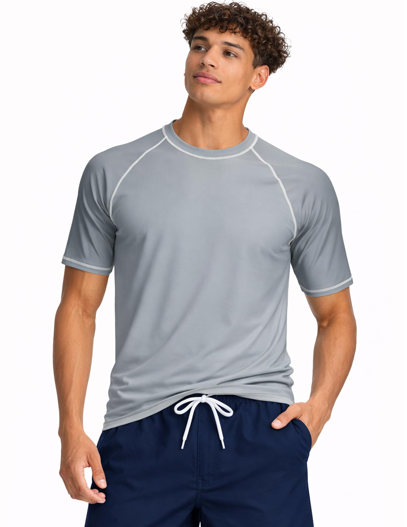 Liberty Imports Camicie da Nuoto A Maniche Corte UV Maglietta Rash Guard Uomo