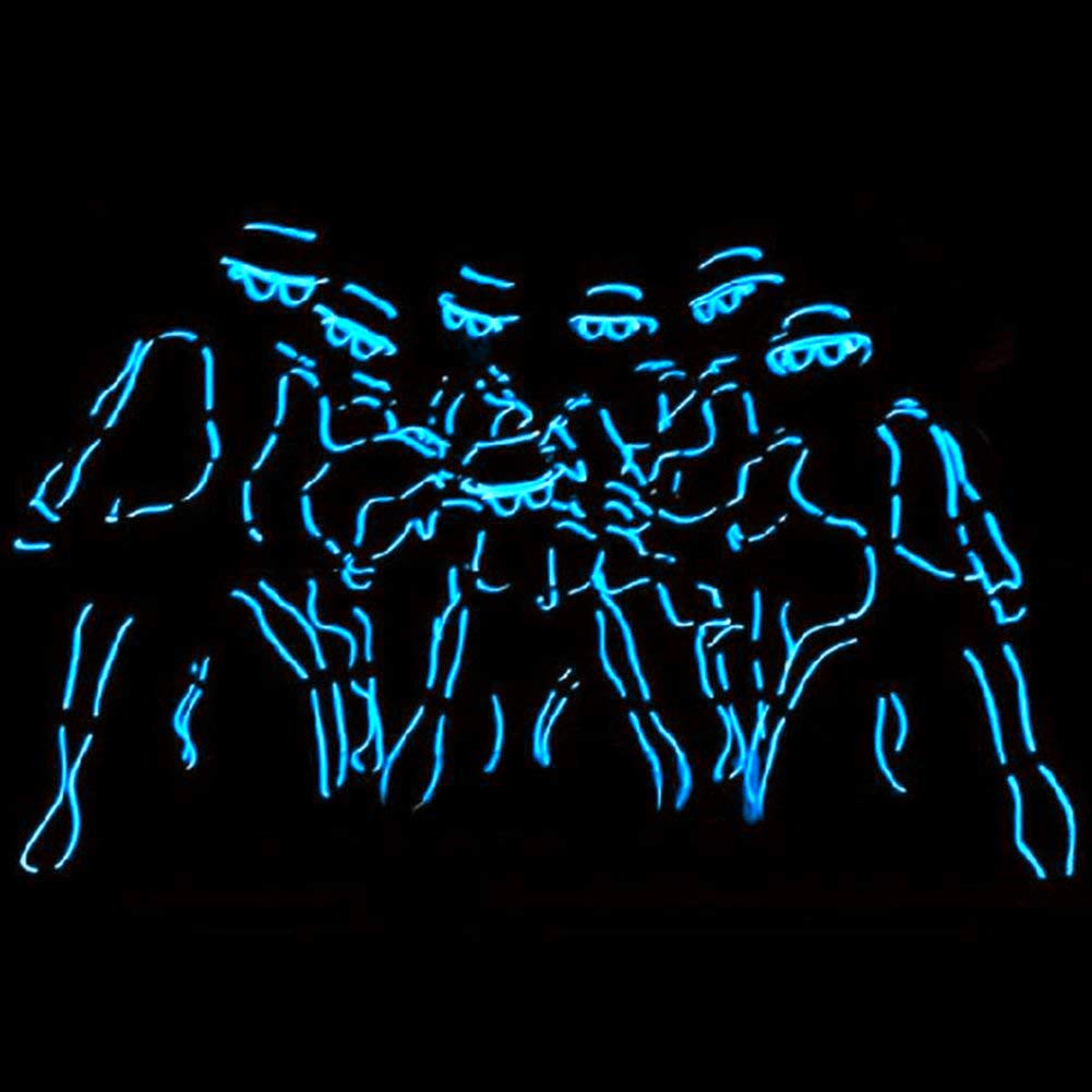 El wire,Sunboia 2x5m Bleu Fil néon Light Etincelant Fil Electroluminescent Rope 3 Modesavec la boîte à pile,Halloween,Noël,mariage,bar,voiture, intérieur,extérieure décoration