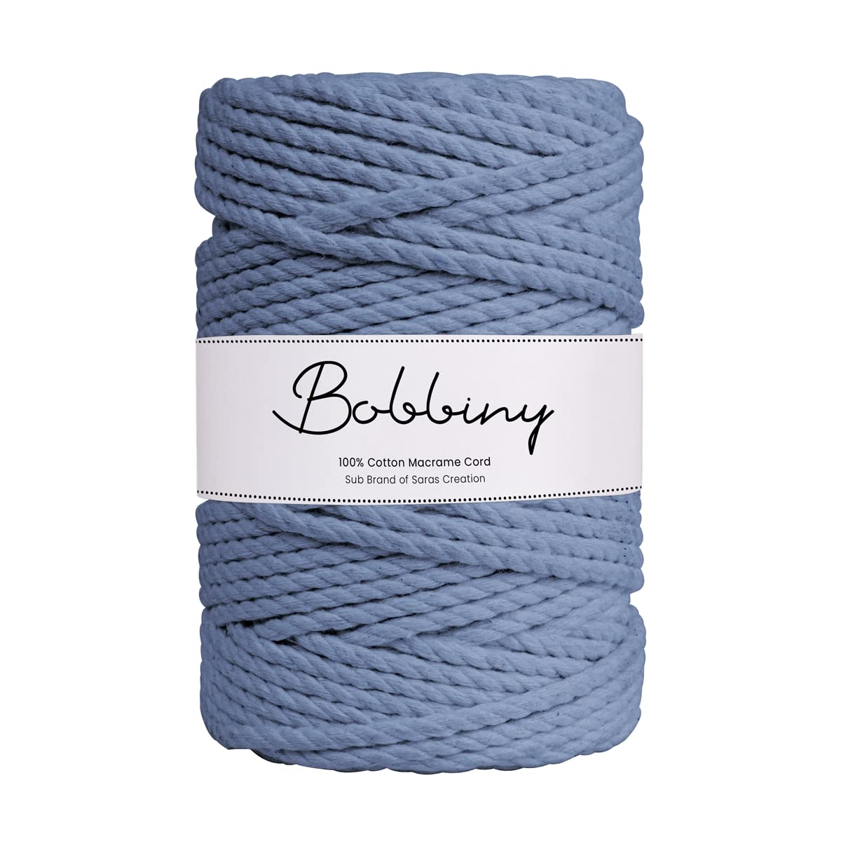 BOBBINY 3 Ply Twisted Macrame Cotton Cord Dori (Roll Packaging) Thread For Macrame DIY And Other Projects | Dark Purple | 3Mm, 50 Meter, 1 Count, Blue