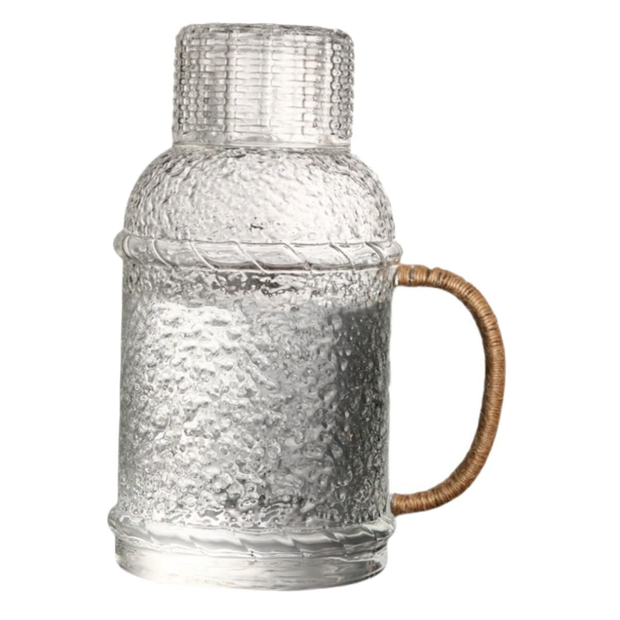 iplusmile Jarra de Agua de Vidrio de 2l Tapa Resistente al Calor, Diseño Antideslizante y Vertido Cómodo para Uso en Casa y Fiestas