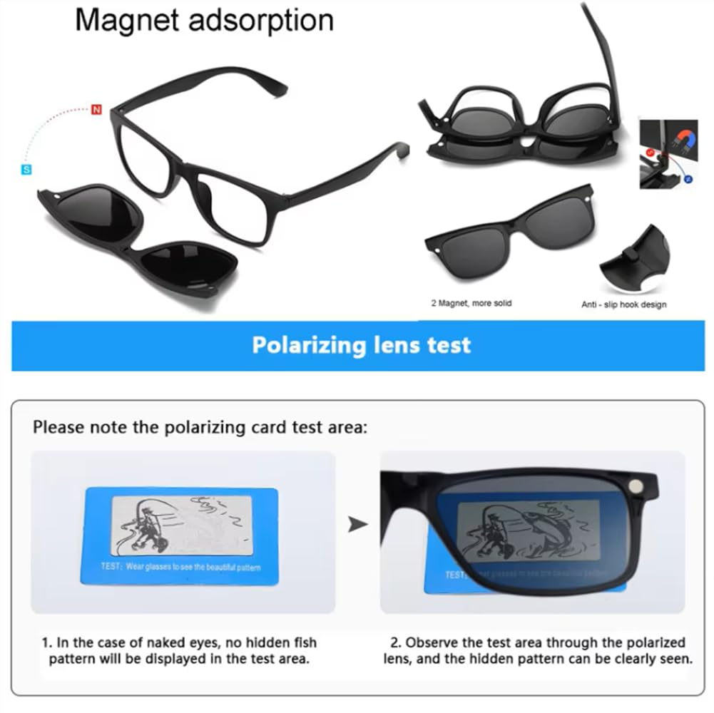 6 in 1 Uomini Donne Occhiali da Sole Magnetici Ottici Polarizzati Clip Magnete Clip su Occhiali da Sole Telaio Occhiali da Sole