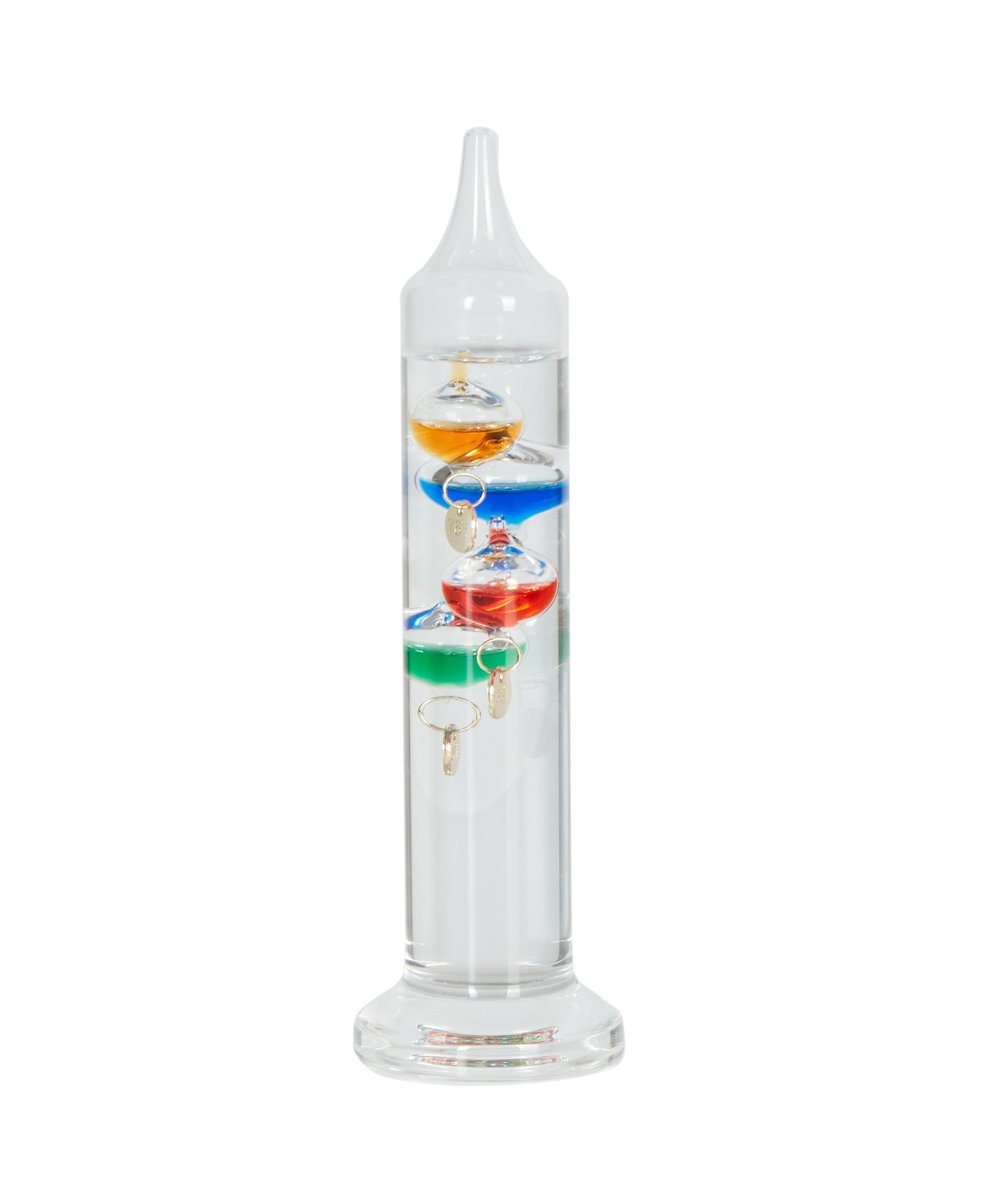 Termómetro Galileo pequeño de cristal de 7 pulgadas | 4 bolas multicolor de 64ºF a 76ºF Precioso regalo para familiares o amigos, hogar, oficina, decoración interior y exterior
