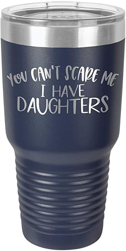 YOU CANT SCARE ME I HAVE DAUGHTERS NAVY - Vaso de bebida de 30 onzas con popote y tapa superior deslizante, taza de viaje grabada con láser, para