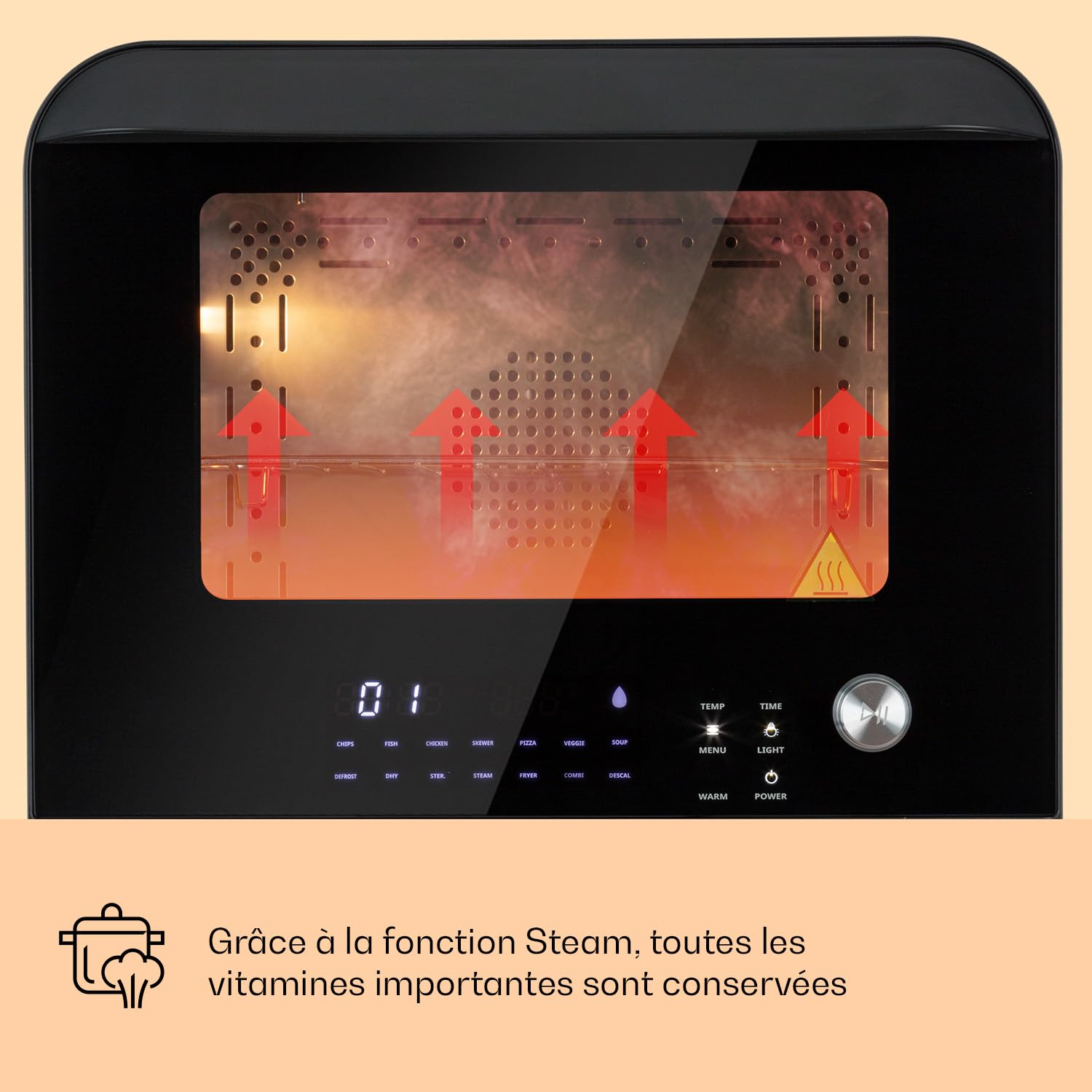 Klarstein Friteuse Sans Huile avec Fonction Maintien au Chaud, Friteuse Air Chaud Air Fryer XL 2450W, Mini Electrique Sans Huile, Airfryer 18L à Chauffage Rapide, Minuterie, 10 Programmes