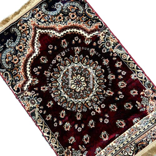 Image of Deluxe Velvet Heavyweight Prayer Mat | Elegant and Super Soft Design | Ideal for Muslim Prayers | Heavy Carpet Mat with Premium Softness and Luxurious Design. (Maroon)
