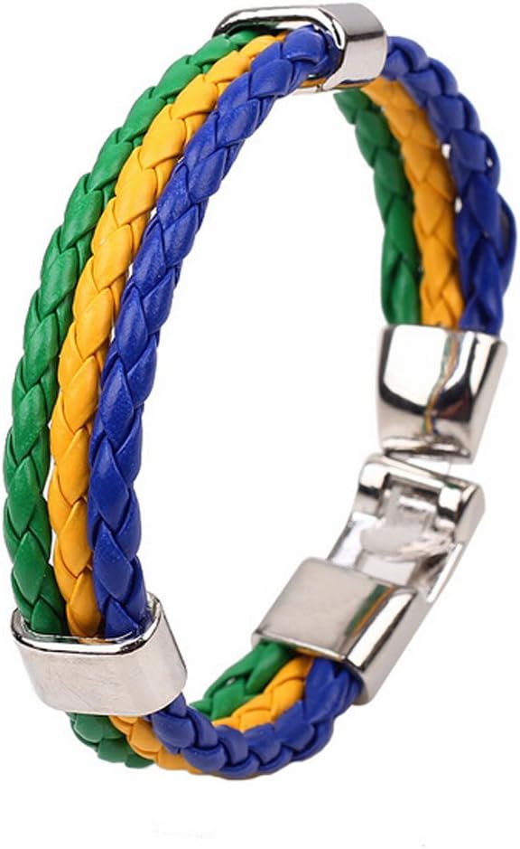 Ebuyingcity Handmade Fashion Infinite PU Leather Brazil World Cup Unisex Multilayer Bracelets Wristband