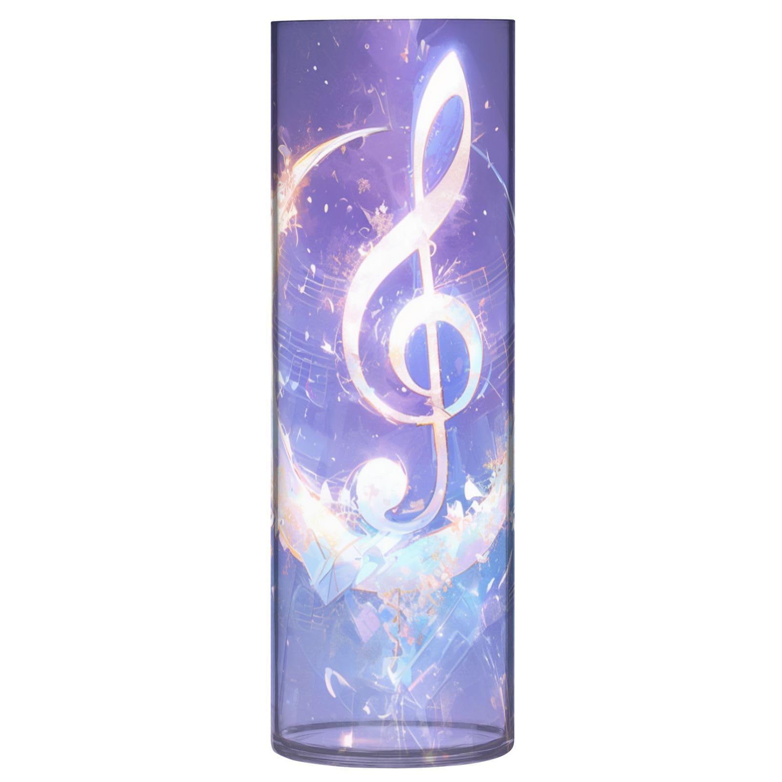 Vase cylindrique violet à motif lune et musique pour table de fête