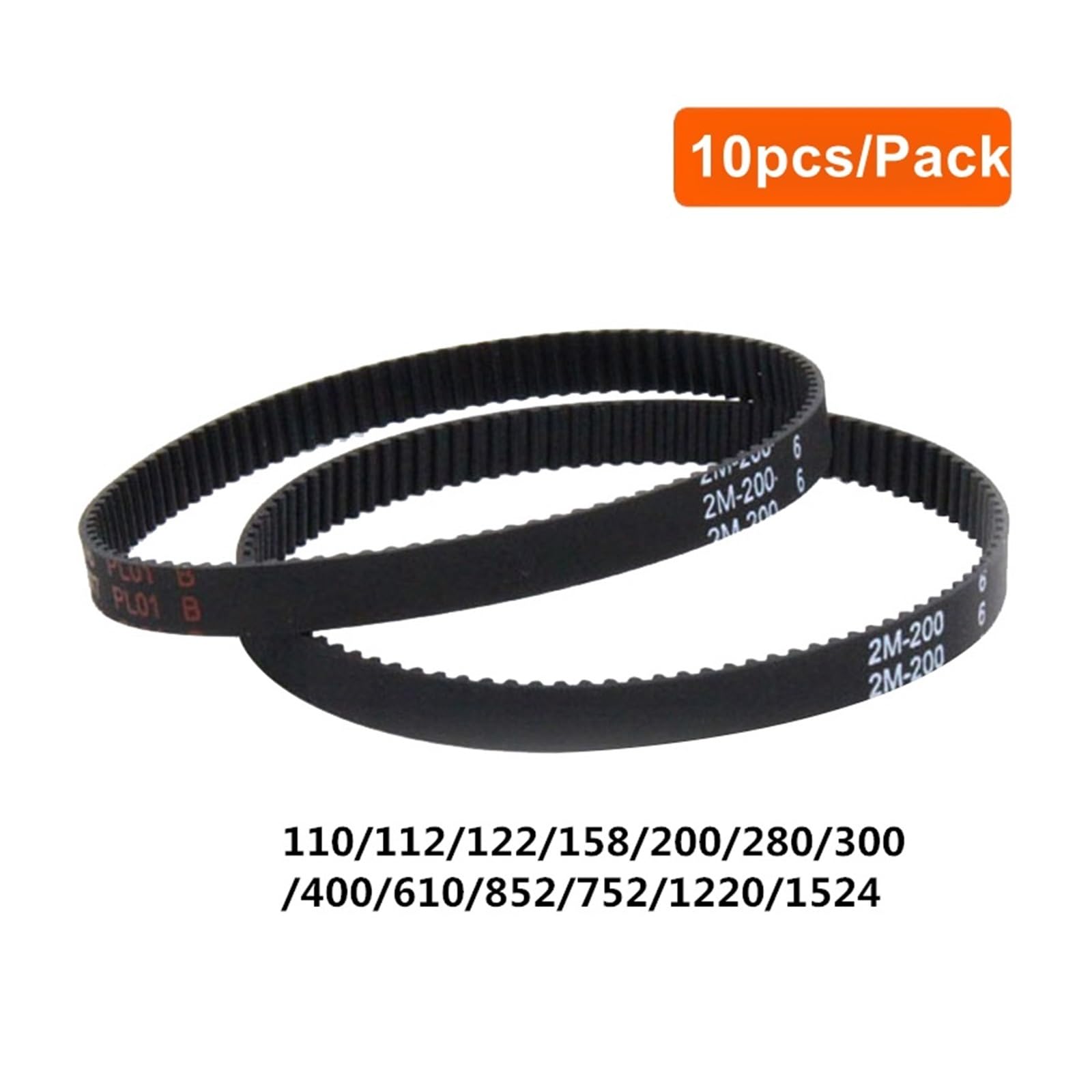 RAHBI 10 Uds 2GT correas de distribución de bucle cerrado GT2 6mm correa de cierre síncrona de goma 110 122 158 200 280 300 400 610 852mm pieza de impresora 3D leisurely (Size : 752mm)