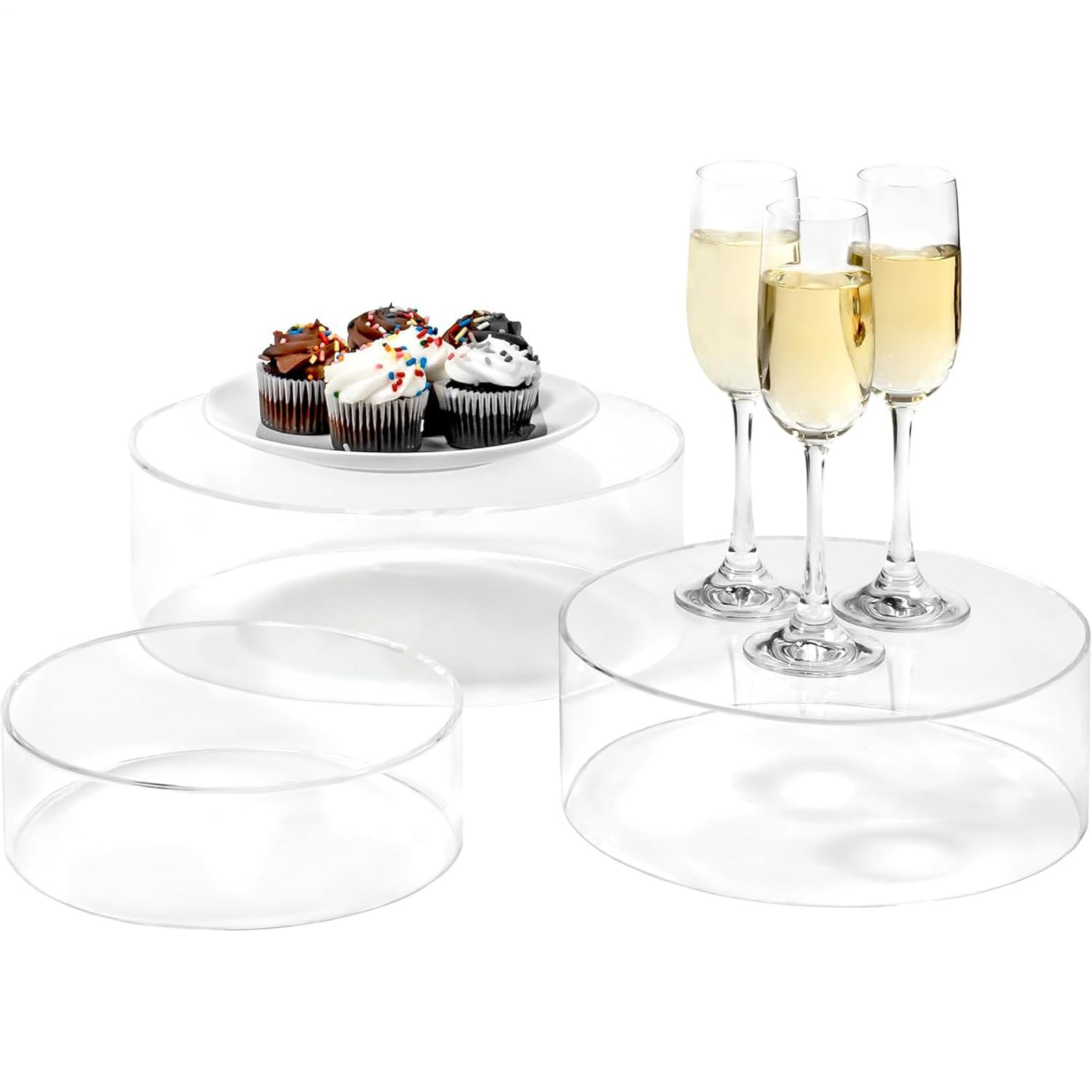 Genérico Soportes De Acrílico Para Exposición, Soporte Transparente para Tartas, Estante De Mesa Cilíndrico 3 Piezas Para Hogar Decoración Joyería Comida Bebida Bodas