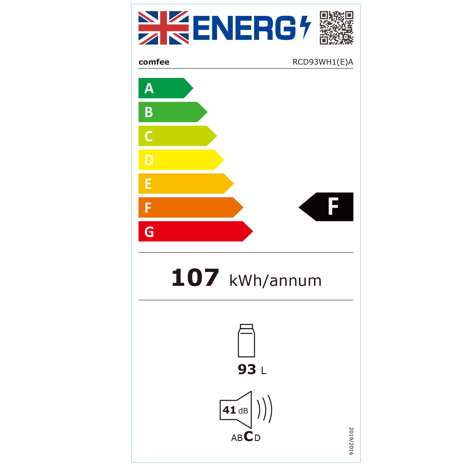 Russell Hobbs RHTTLF1B 43L Table Top F Energy Rating Fridge Black