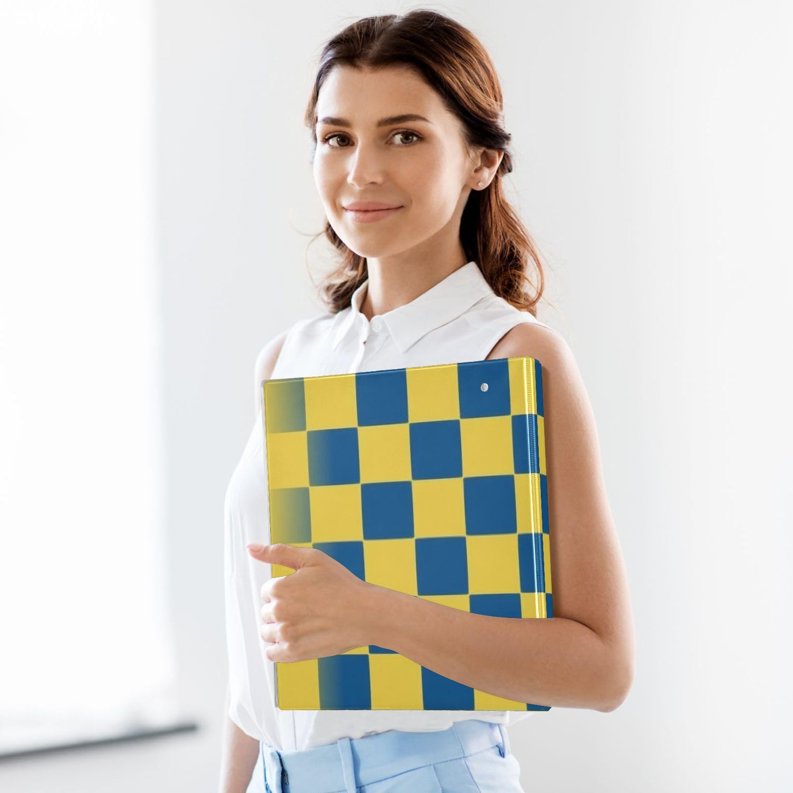 Classeurs 1 pouce et demi damier jaune et bleu