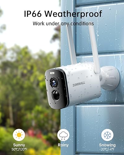 Miniatura 8 de ZUMIMALL Cámara de seguridad inalámbrica para exteriores, cámara de seguridad alimentada por batería de 2K, cámaras de seguridad para exteriores con