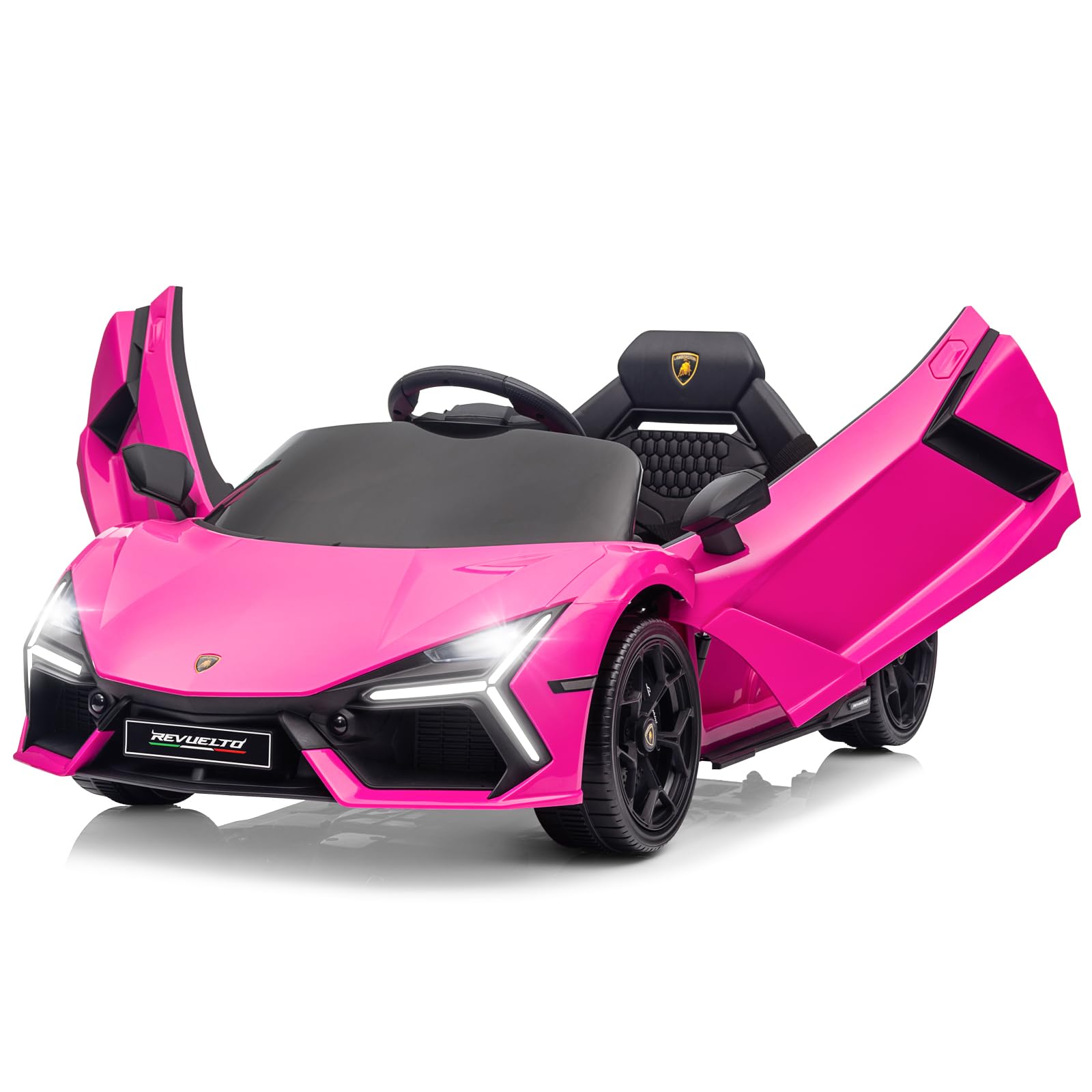 LALAHO Auto elettrica per bambini LAMBORGHINI REVUELTO 12 V (Rosa) | Doppi Motori, Telecomando 2.4 GHz, MP3, Sospensioni, Auto Elettrica per Bambini 3-5 Ann