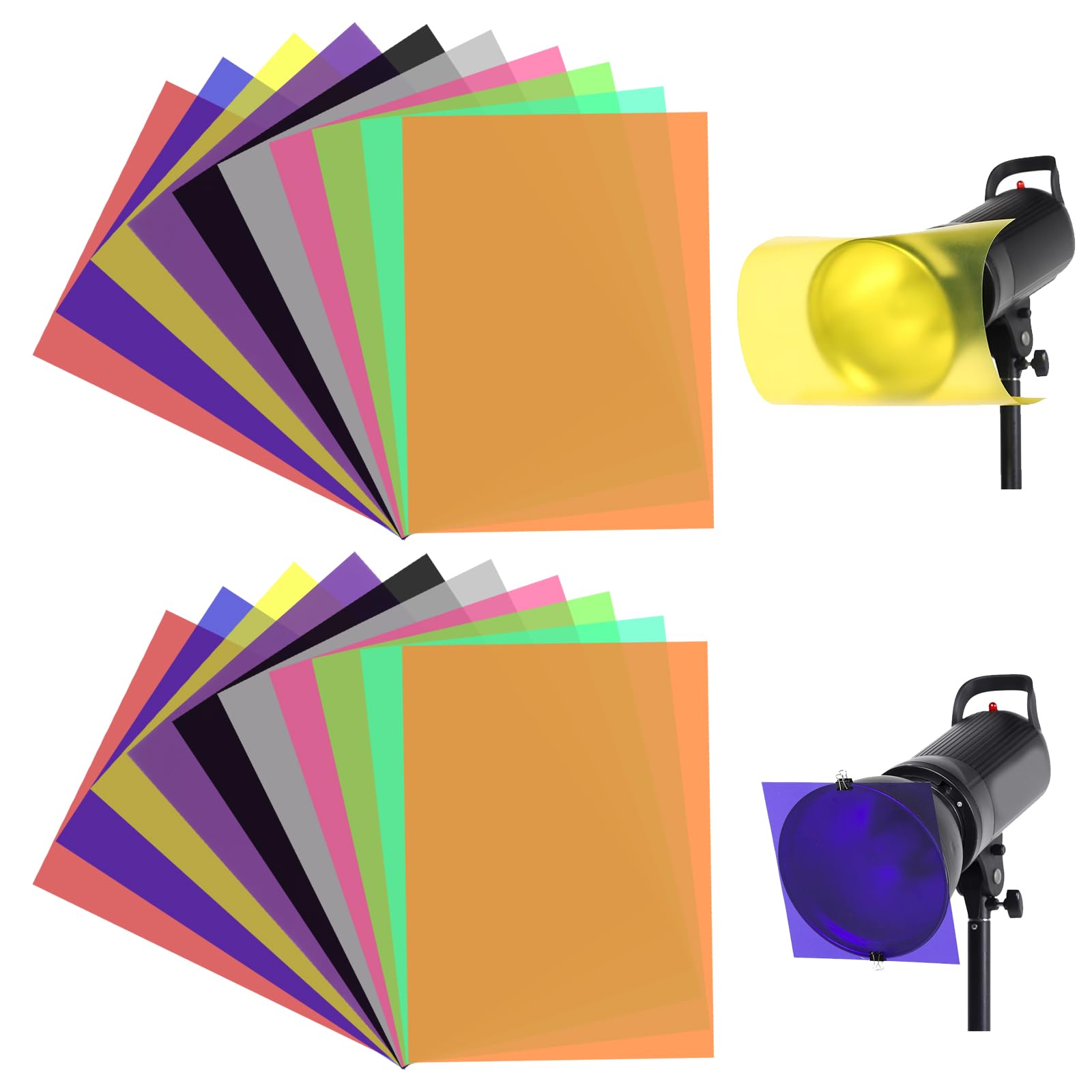 20 pellicole colorate in gel per la correzione del colore, filtro della luce in gel colorato trasparente, fogli filtranti, pellicola colorata per finestre, per fari, fotografia, studio LED (10 colori)