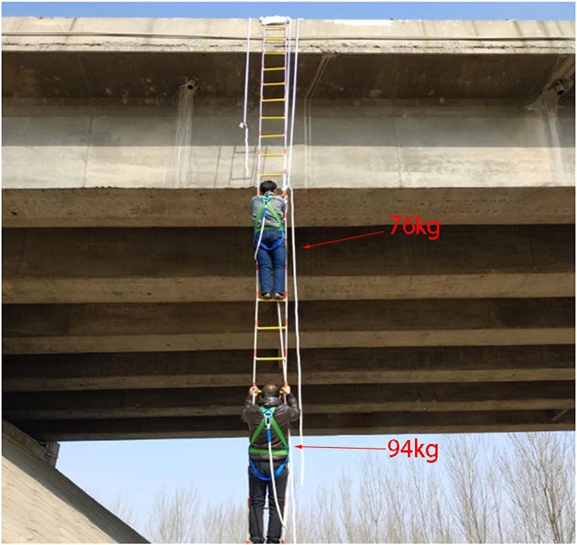 Wasserrettungsstange Strickleiter, feuerfeste Notrettungsleiter, multifunktionale Sicherheitsleiter mit Haken, schnell einsetzbar im Innen- und Außenbereich(12m/39ft)