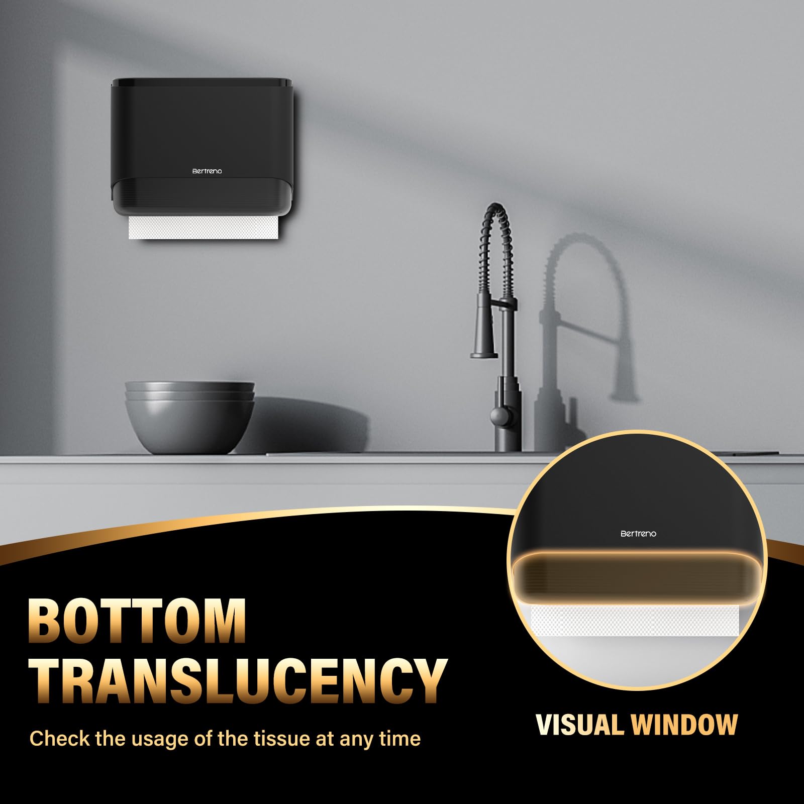 Dispensador de toallas de papel para montaje en pared, multipliegue/tríptico/C, dispensador de toallas de mano de papel, dispensador de toallas de mano comercial, adhesivo negro