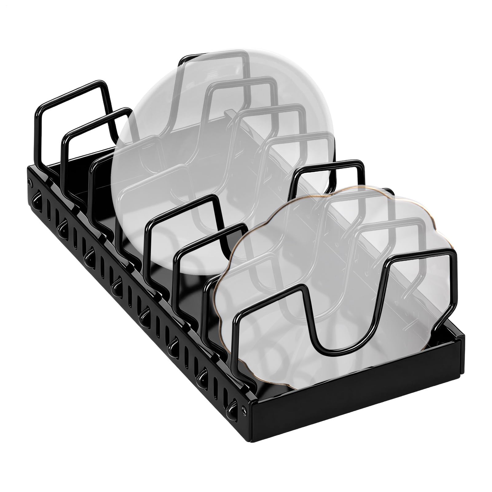 Generisch Organizer estraibile e padelle | Organizer per coperchi | estraibile, regolabile in altezza, con tirante a rullo, per l'organizzazione della cucina, dispensa, piano di lavoro, armadio