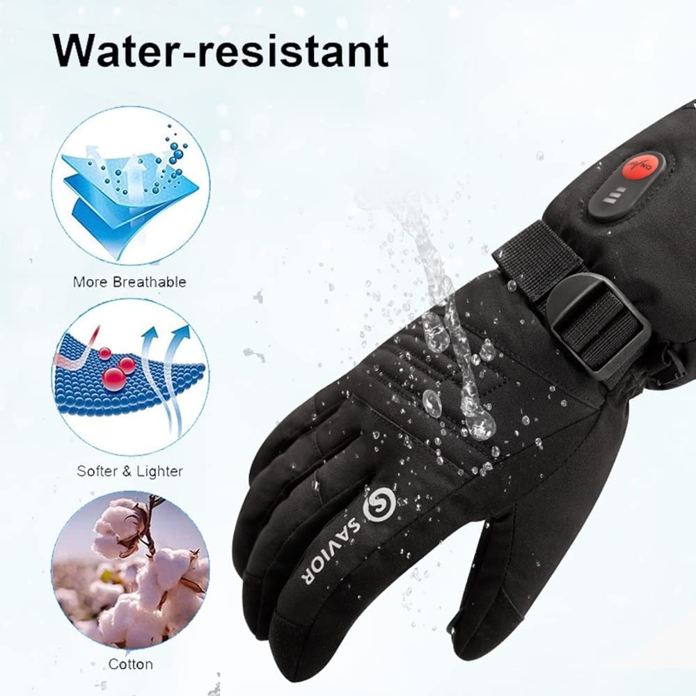 CHEWYNP Guanti Riscaldati Sci per Uomo Donna, 7.4V 2200mAh Batteria Ricaricabile Elettrica Guanti Termici, Touchscreen Lavabile Riscaldamento Scaldamani per Moto Equitazione Ciclismo Pesca