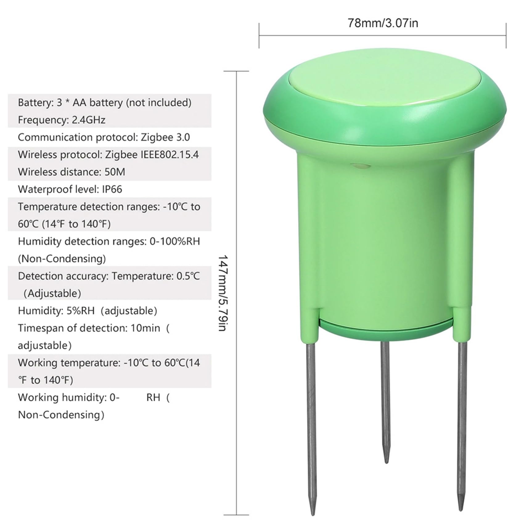 2X Tuya ZigBee Tester Gleby Czujnik Temperatury i Wilgotności Klasa Wodoodporności IP66 Obsługa Kontroli Aplikacji Wyświetl Historię