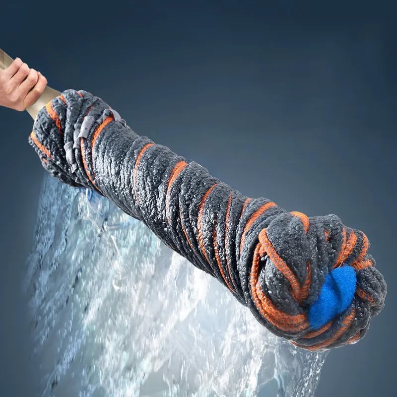 Image of Microfiber Self-Wringing Twist Mop with Extendable Telescopic Handle, Floor Cleaning Mop, Floor Cleaner for Tile, Hardwood & Laminate, Hang-Up Storage Design