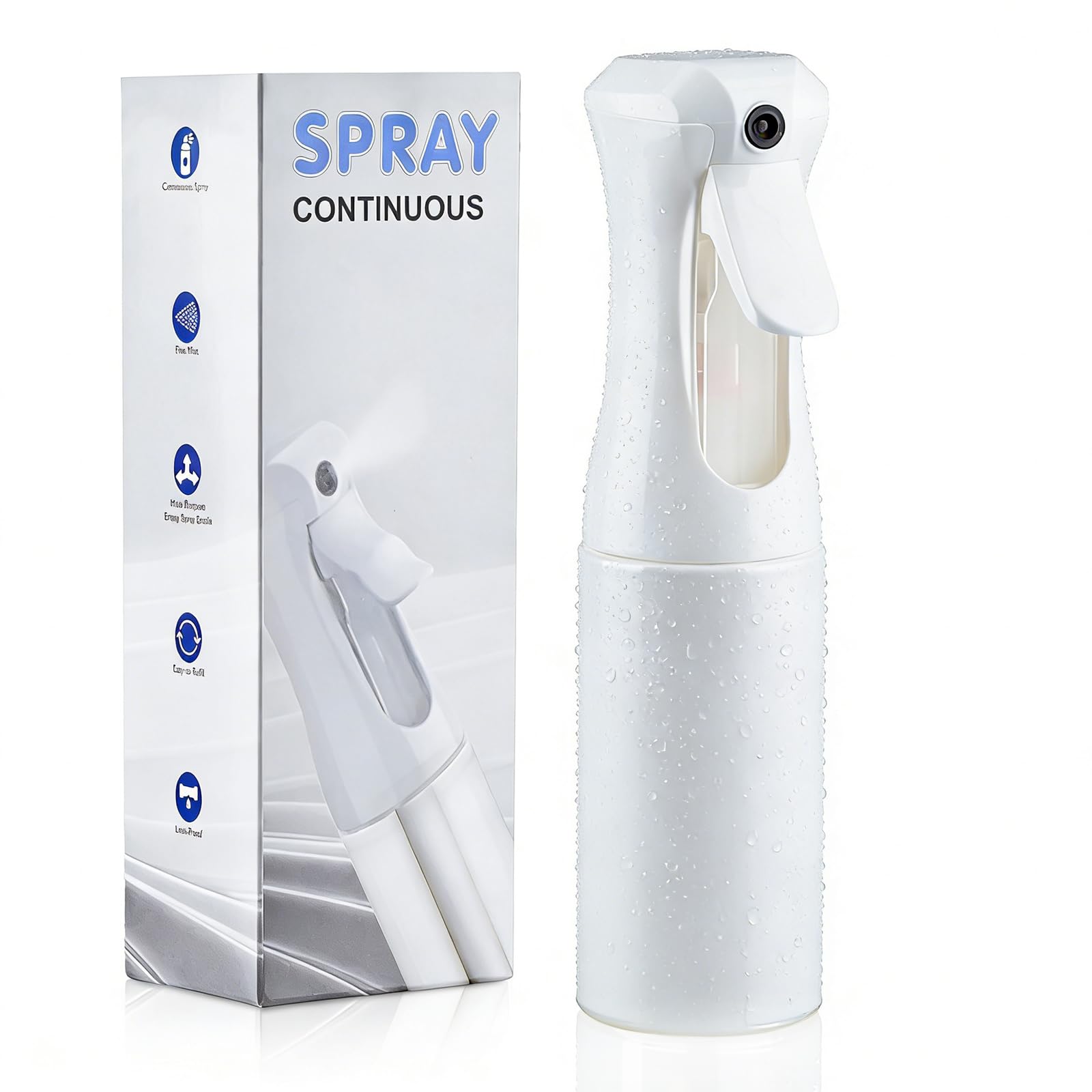 HPPFFY Continuous Spray Bottle, 6.8 OZ Hair Spray Bottles, Ultra-Fine Mister Spray Bottle for Hairstyling, Cleaning, Plants, Pets, Salons, and More (1