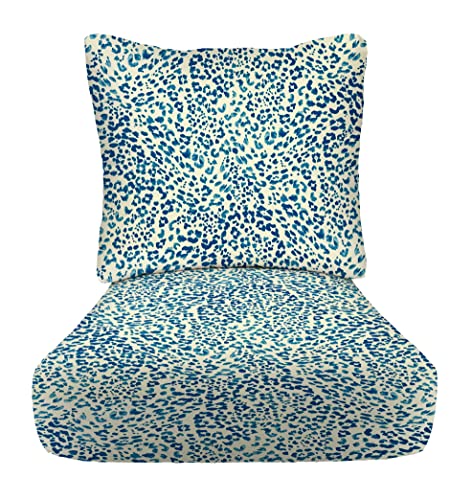 RSH DECOR: Deep Seating Cushion with Pillow Back | 24” x 27” Seat | All-Weather Spun Fabric | Water and Fade-Resistant | Outdoor Chair Cushion Set for Patio Furniture | Sunny Spot Blue