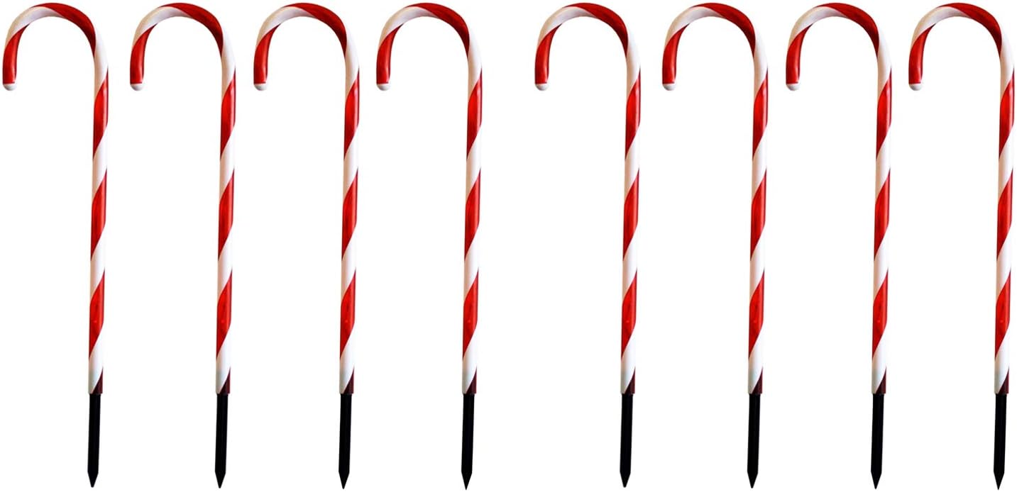Set of 8 candy canes LED garden light sticks with 64 white LEDs light stick candy cane battery operated