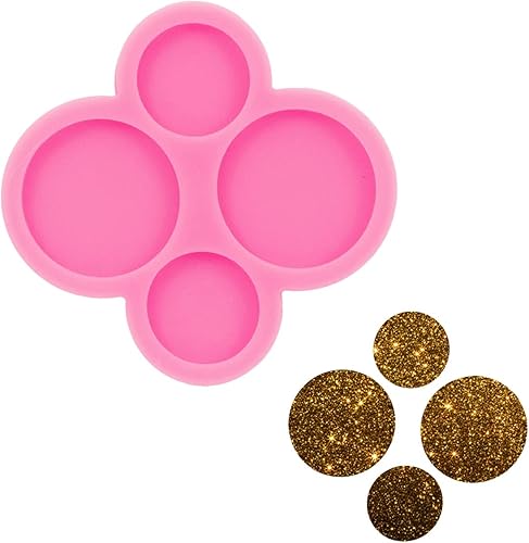 Angel Wings Molde circular brillante de 0.9 in y 1.3 in, molde redondo para bricolaje, aretes, llavero, resina de silicona, manualidades, resina