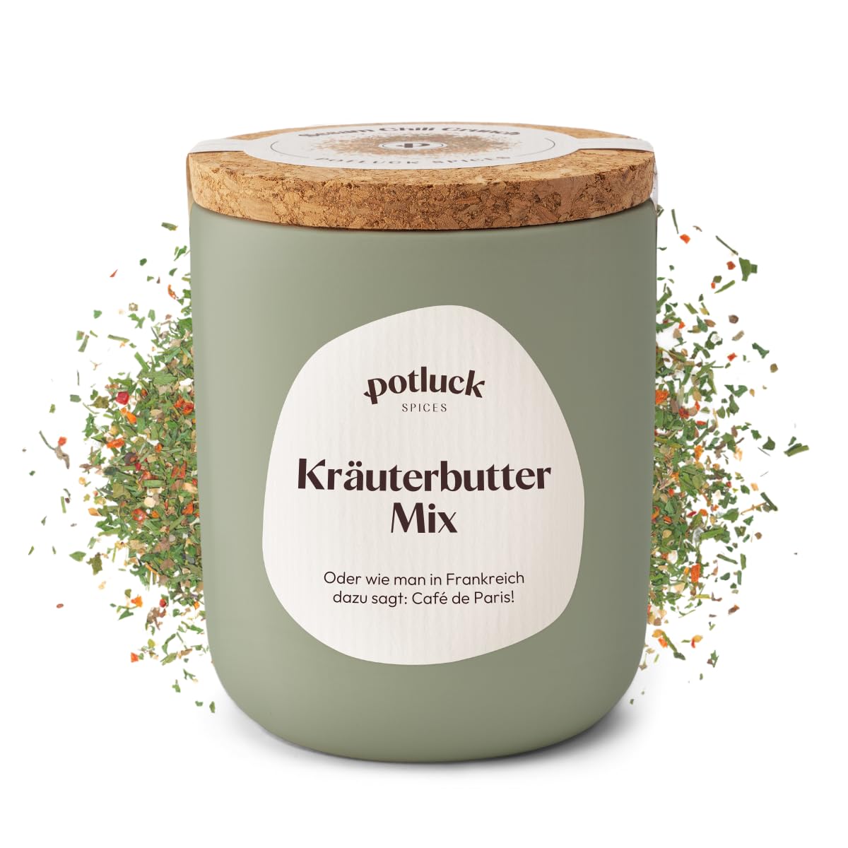 Potluck | Kräuterbutter Mix | Würzmischung im Keramiktopf | 45g | Vegan, glutenfrei und mit natürlichen Inhaltsstoffen