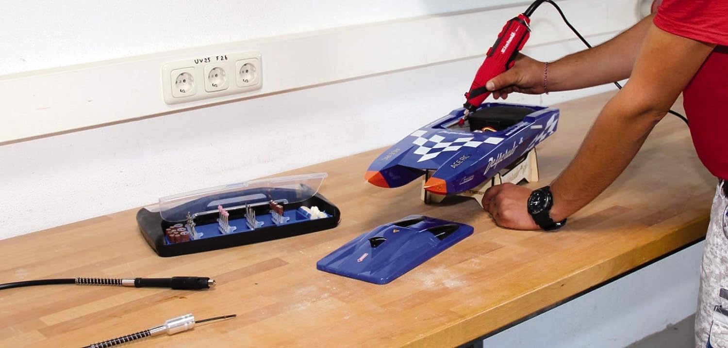 Einhell Herramienta de lijado y grabado TC-MG 135 E (135W, 10000-32000 rpm, soporte telescópico, flex. eje, incluidos los accesorios y el estuche)