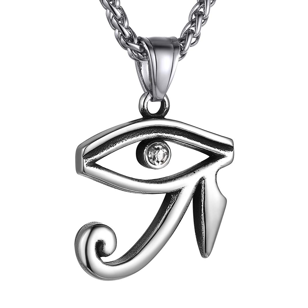 Collier Croix Égyptienne Œil D'Horus En Acier Inoxydable Doré/Noir - Amulette Protection Mauvais Œil Personnalisable Homme & Femme GoldChic