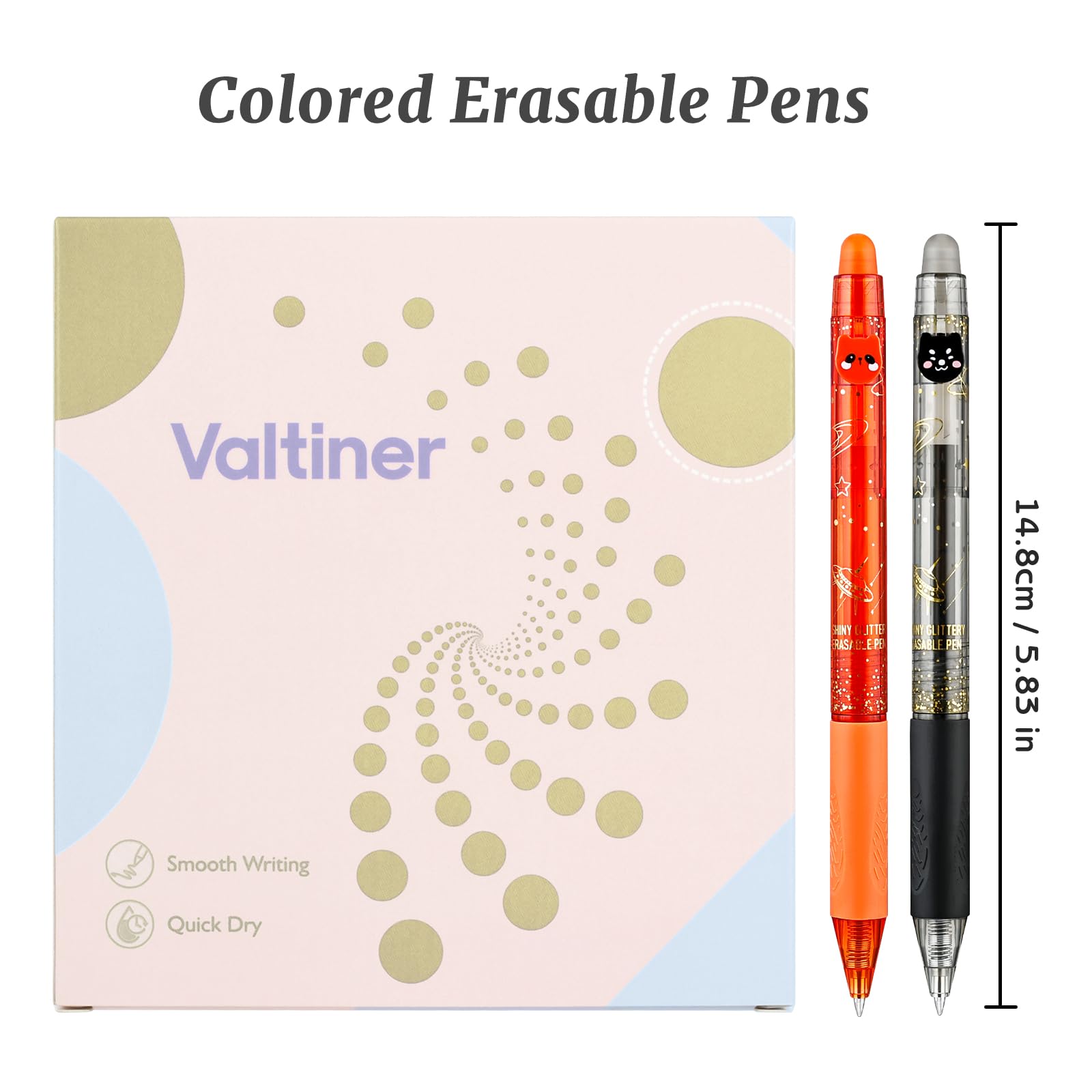 Lot de 12 stylos à encre gel effaçable à paillettes, pointe fine