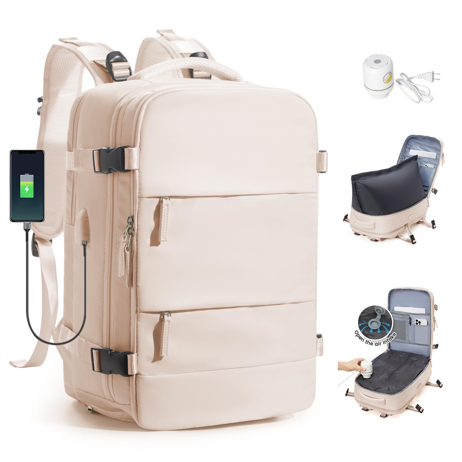 SZLX Zaino Ryanair 40x30x20 Sottovuoto Zaino da Viaggio 40x30x20 Wizzair Donna da escursionismo sportivo impermeabile Zaino Casual Laptop da 14 Pollici con porta di ricarica USB Scomparto per Scarpe