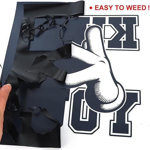 Miniatura 4 de TUMIYA HTV rollos de vinilo de transferencia de calor de 100.1 x 8.2ft para camiseta con adhesivo brillante, color negro