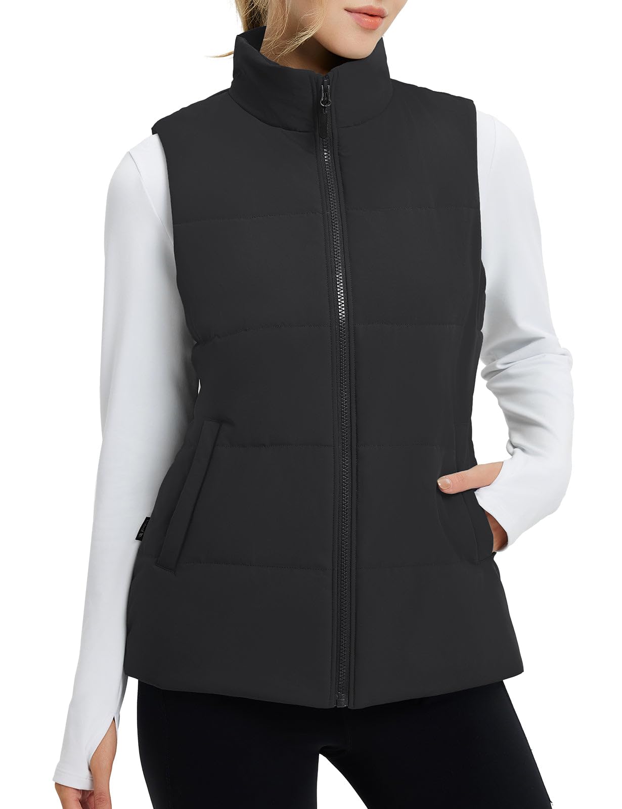 baleaf Women's Running Puffer Vest Lightweight Winter Warm Vests Water Resistant Sleeveless Puffer Jackets