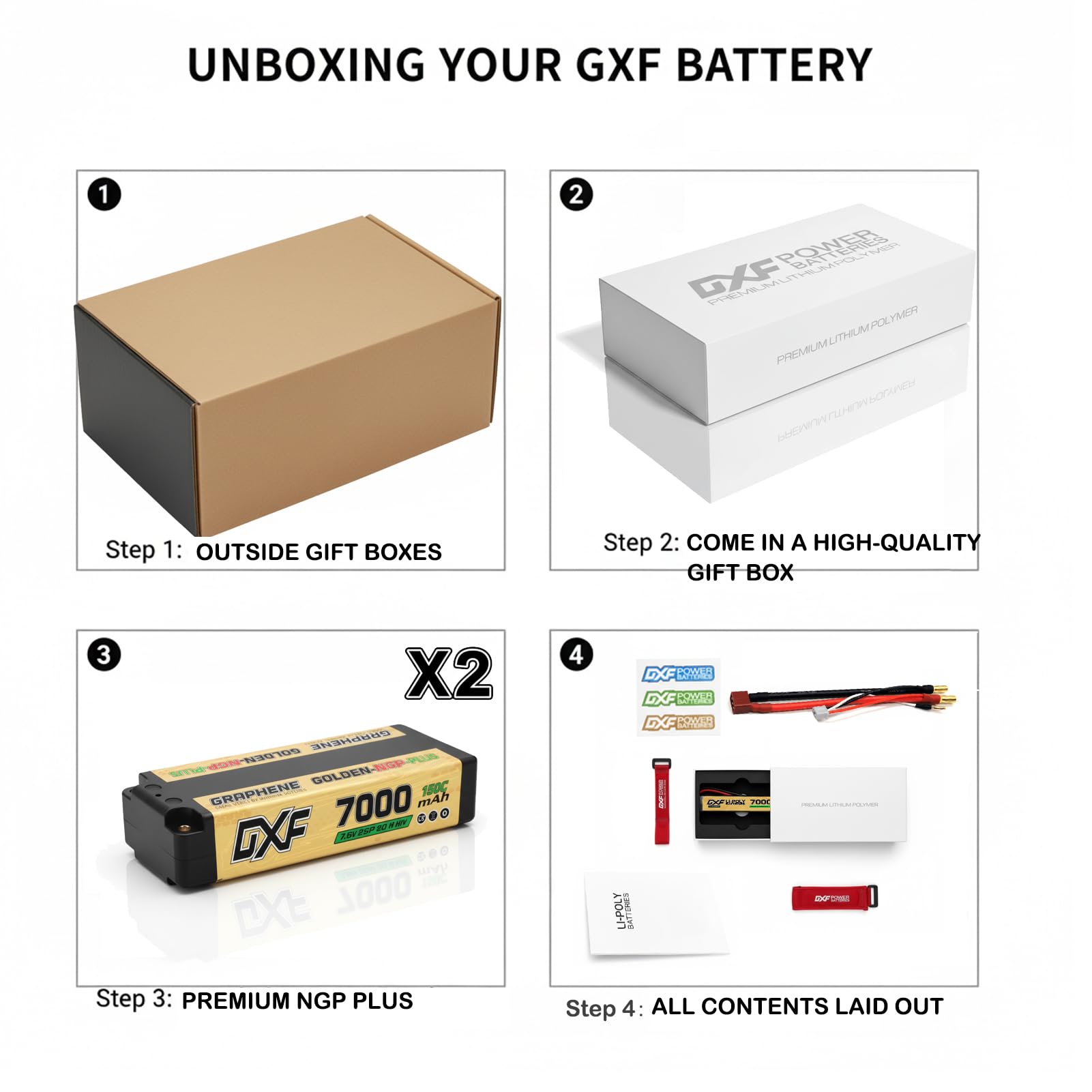 DXF 7.6V 2s lipo akku mit 7000mAh 150c medium-Sized Batteries Golden NGP entladung – lipo 2s ideal für 1/8 und 1/10 Auto rc-Fahrzeuge, leistungsstark, Batterie Pack mit Dean/t 5mm