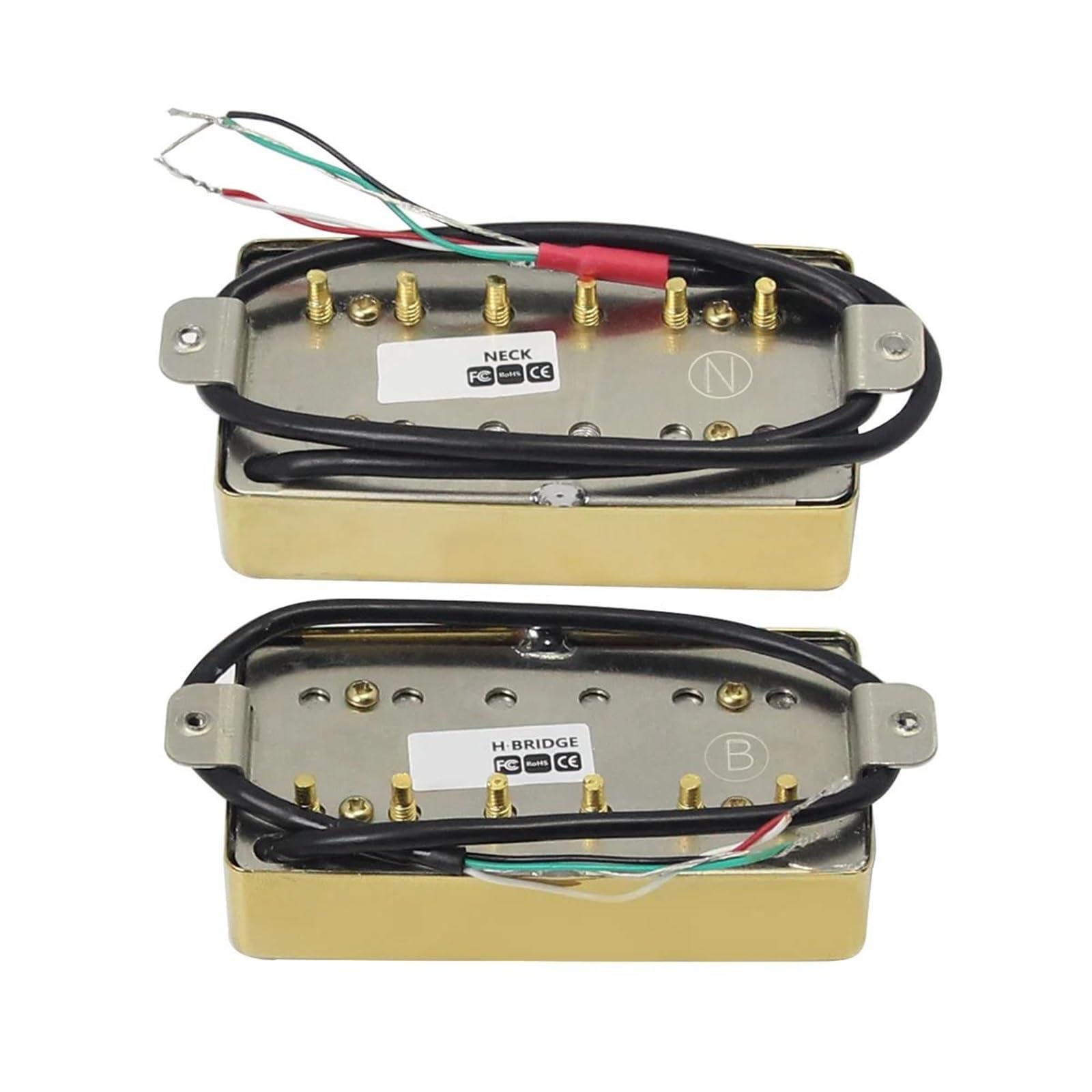 Alnico 5 Guitar Humbucker Pickup 4-przewodowe części do gitary elektrycznej na gryf lub mostek 1 szt Przetworniki Instrumentów Gitary Elektrycznej(Gold Neck)