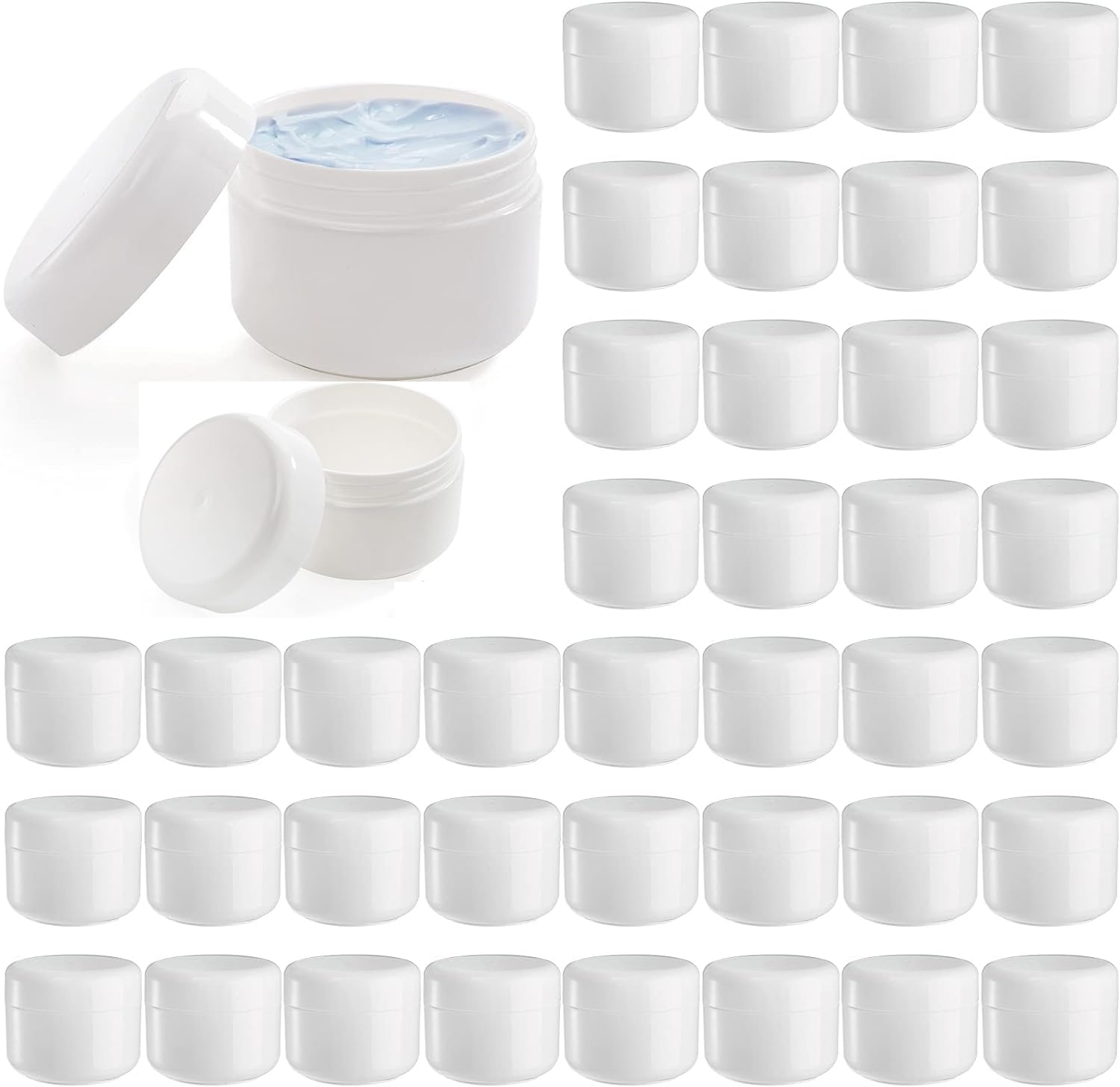 hunky dory 24pcs 25 Grams PET Jar Unbreakable Plastic Pearl White Cosmetics Container for Creams,Lip Balm, Body Butter, Essential oil, Costemic, Makeup Use-picture-22