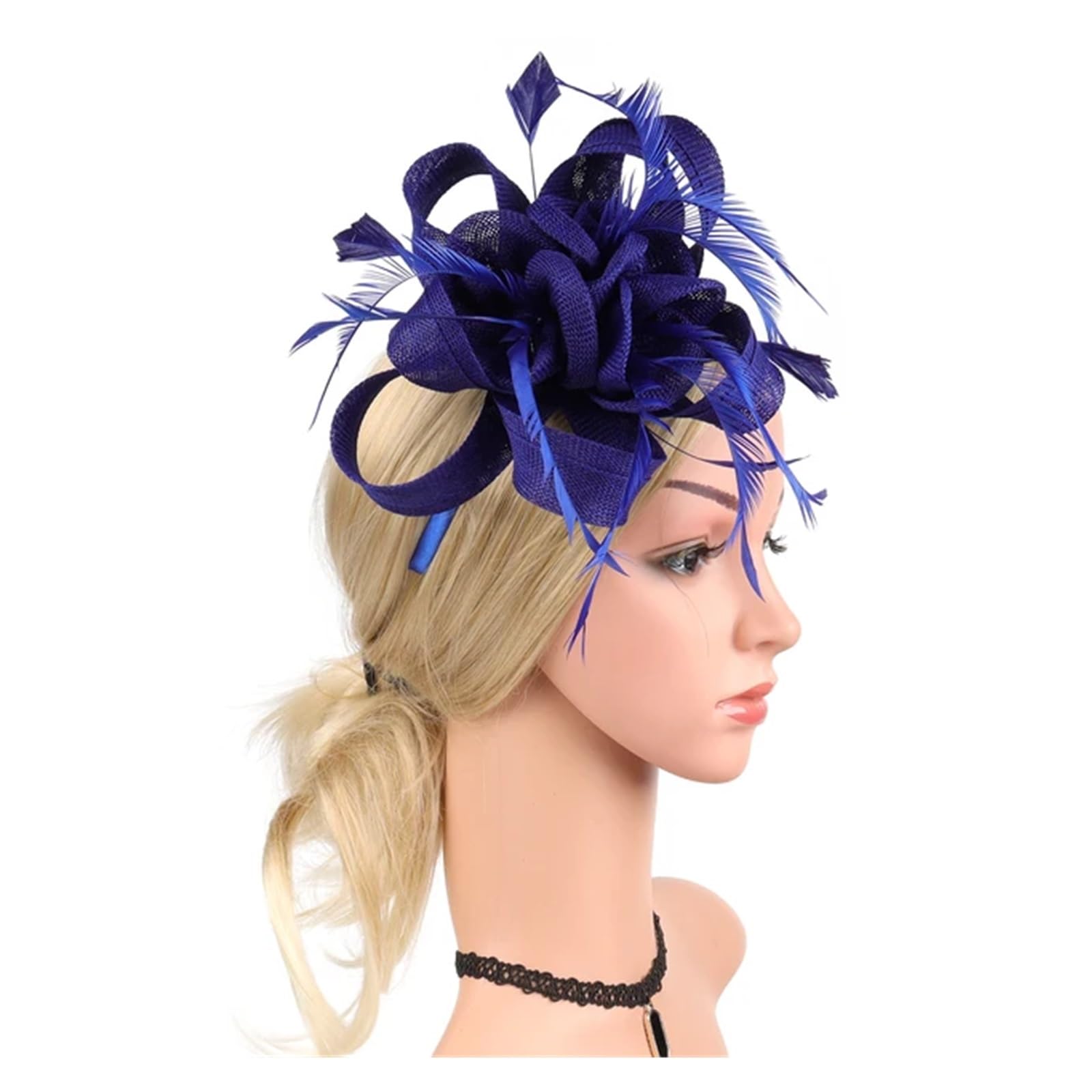 UALXPAO Wedding Hats Tea Party Fascinators Headband Hat Flower Feathers Ribbon Fascinator Hats for Women Wedding Cocktail for Tea Party,Weddings(Blue2)