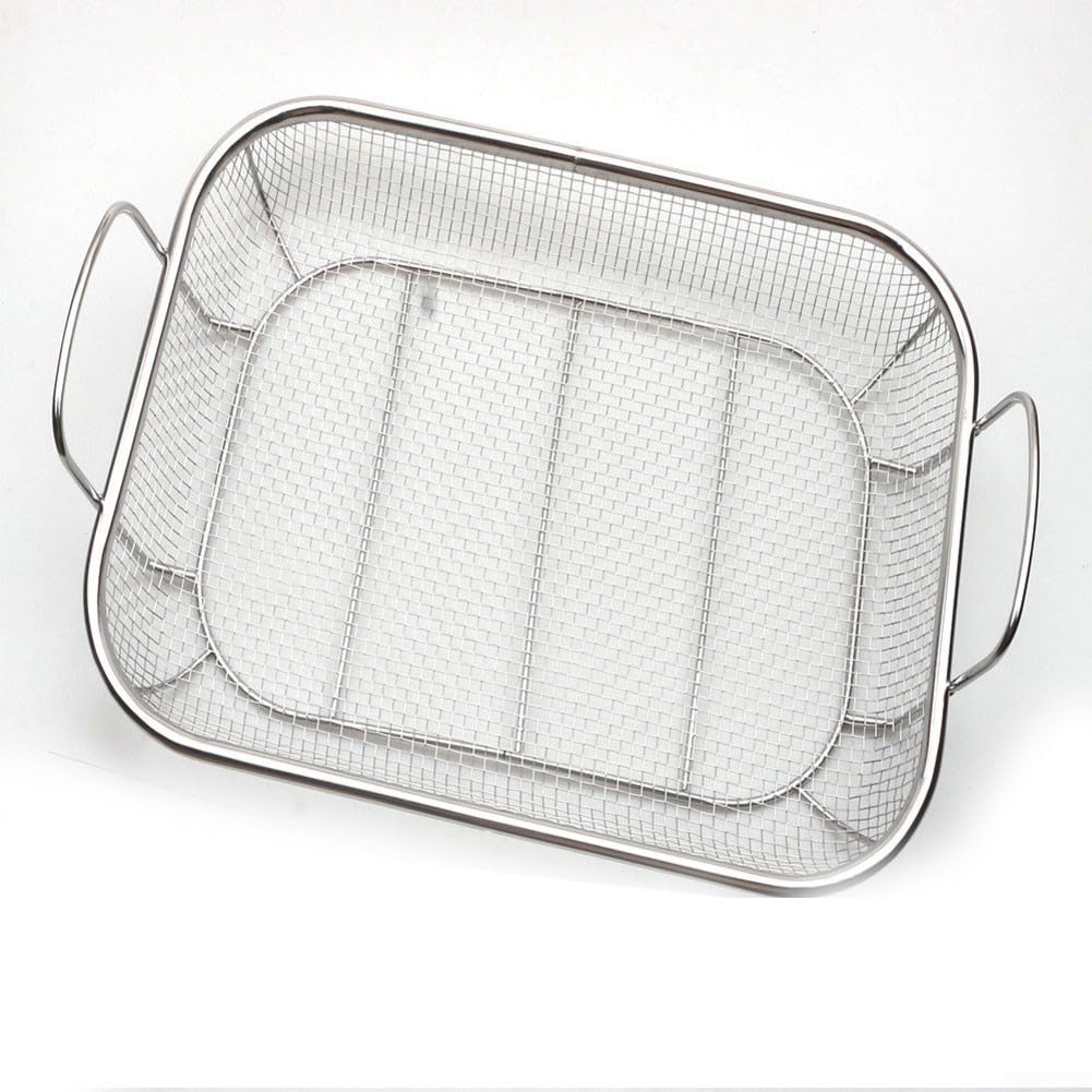For Homi Styes - Griglia per verdure in acciaio inox, resistente, vassoio in rete per barbecue per cucinare all'aperto, grigliare carne, frutti di mare, lunga durata, argento, 38 x 28 cm