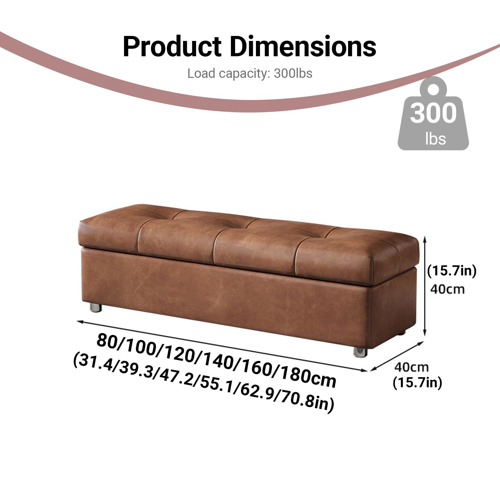 Banco otomano tapizado de piel sintética gris oscuro de 39.4 pulgadas, reposapiés para dormitorio, sala de estar, entrada, asiento elegante y funcional al final de la cama
